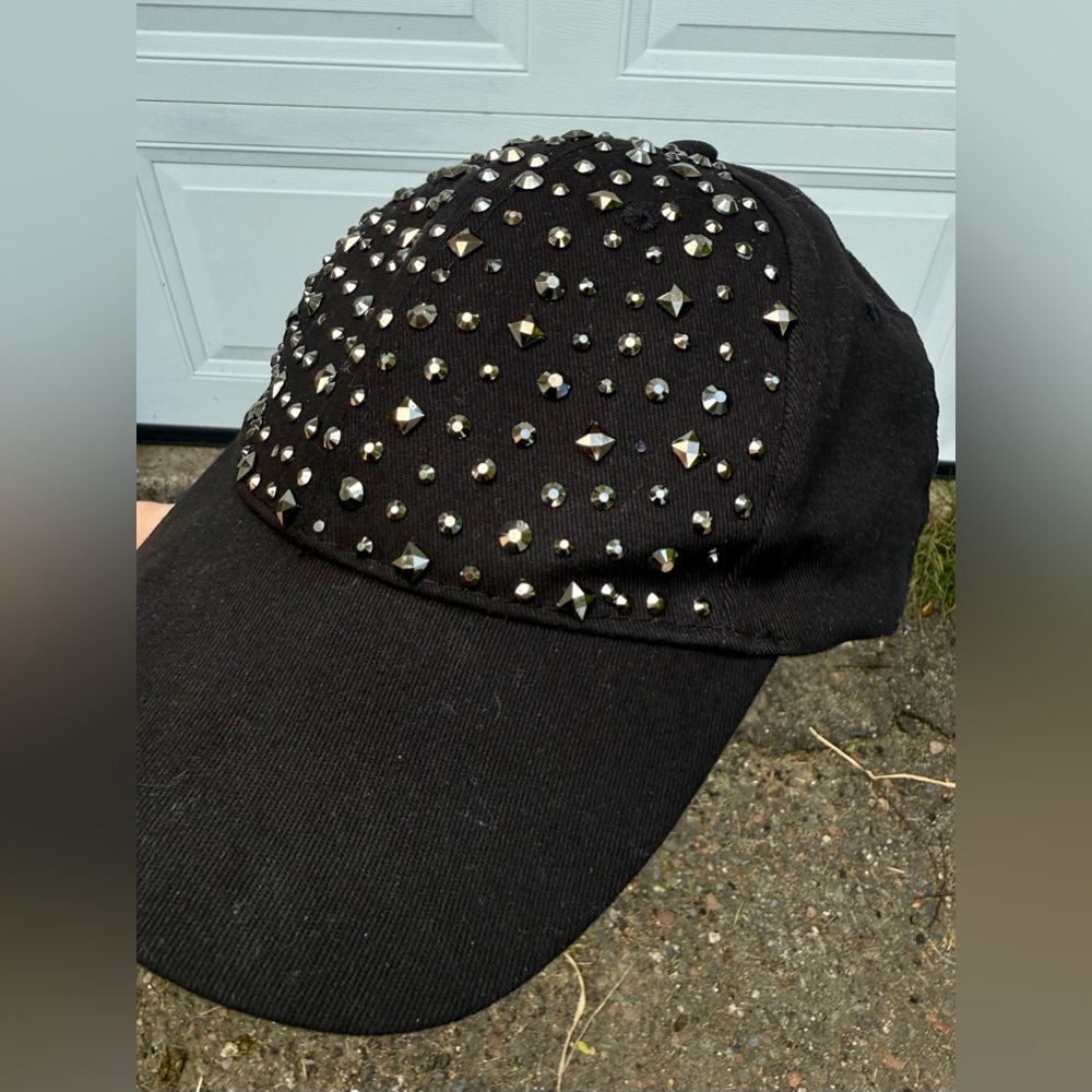 Black Studded Baseball Hat Cap jewels studs